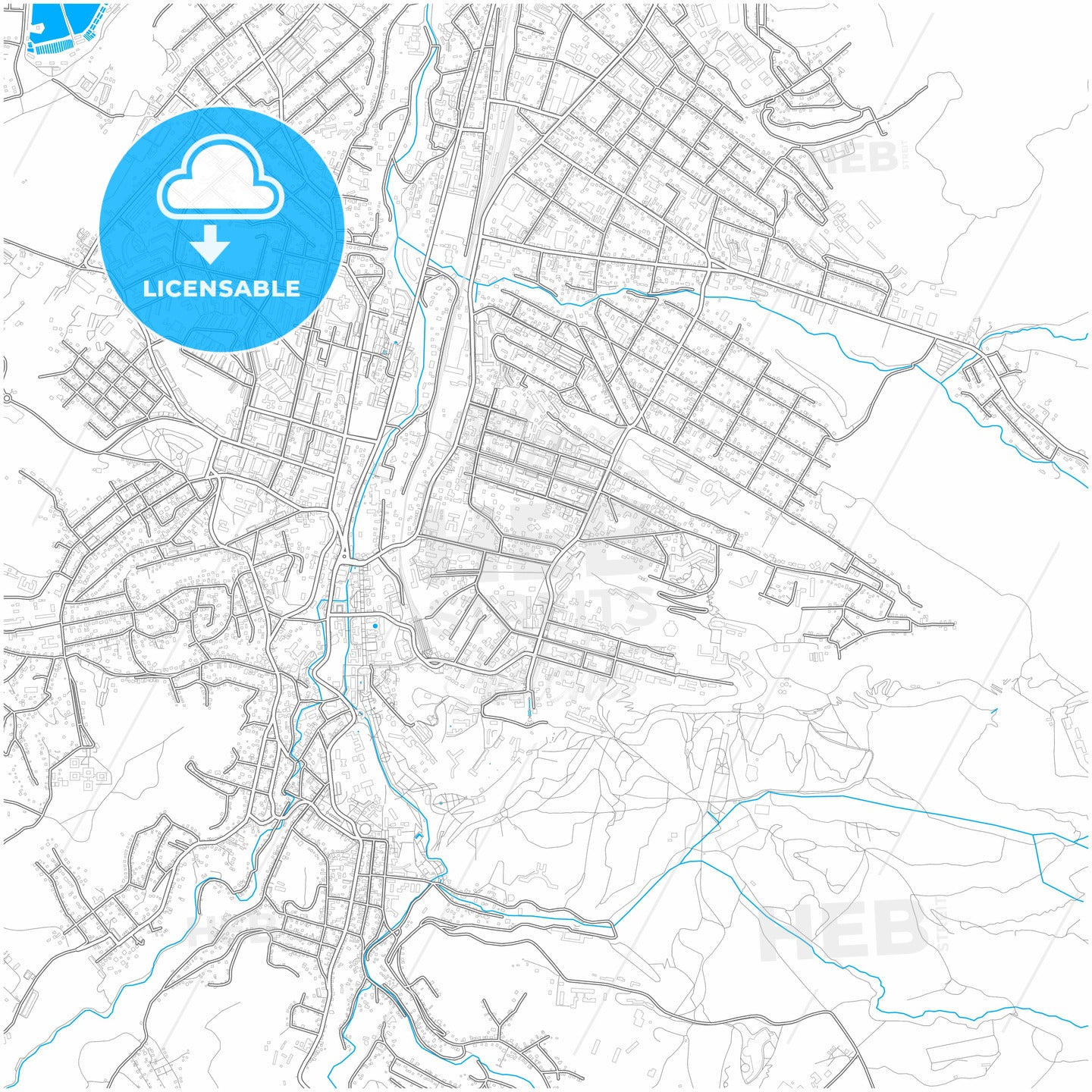 Kislovodsk, Stavropol Krai, Russia, city map with high quality roads.