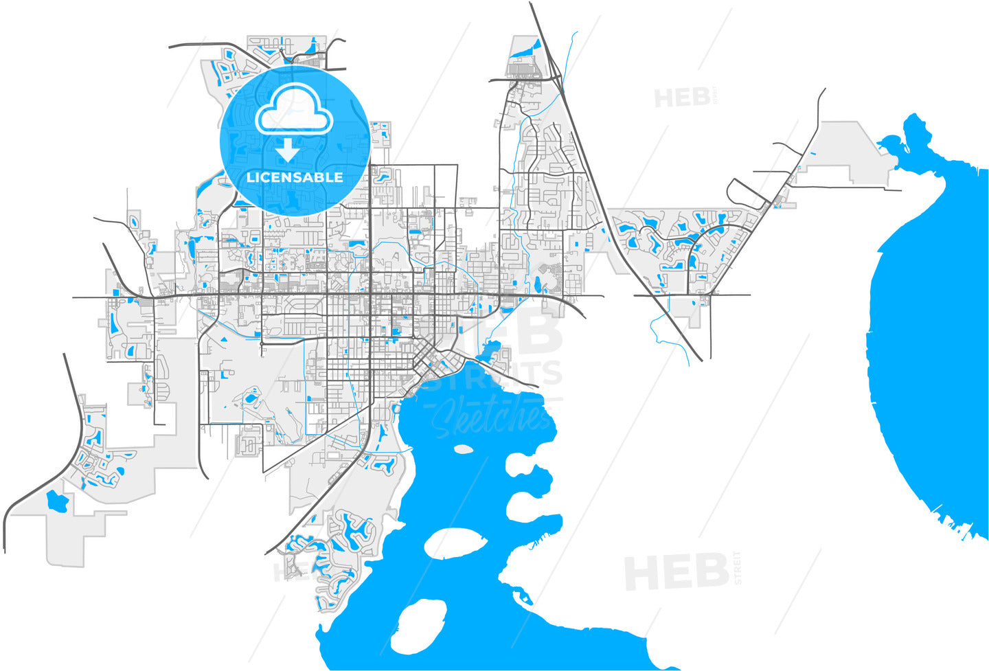 Kissimmee, Florida, United States, high quality vector map