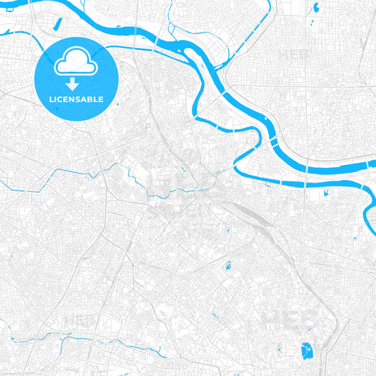 Kita, Japan PDF vector map with water in focus