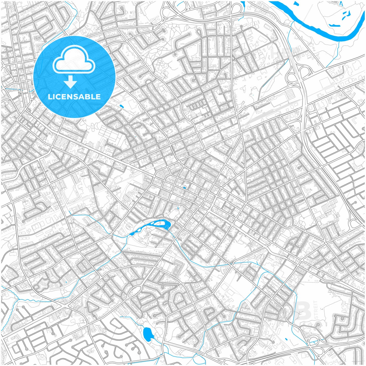 Kitchener, Ontario, Canada, city map with high quality roads.