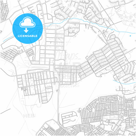 Kitwe, Zambia, city map with high quality roads.