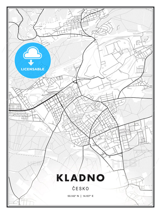 Kladno, Czechia, Modern Print Template in Various Formats - HEBSTREITS Sketches
