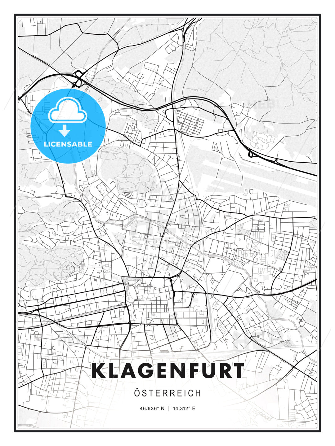 Klagenfurt, Austria, Modern Print Template in Various Formats - HEBSTREITS Sketches