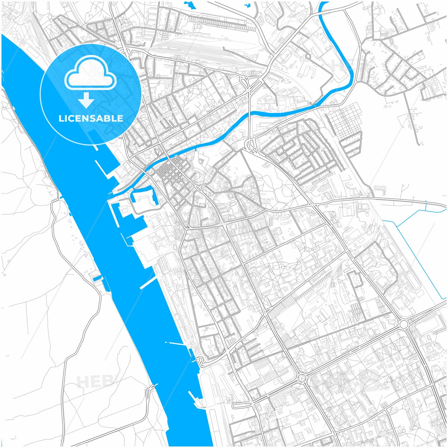 Klaipėda, Klaipėda County, Lithuania, city map with high quality roads.