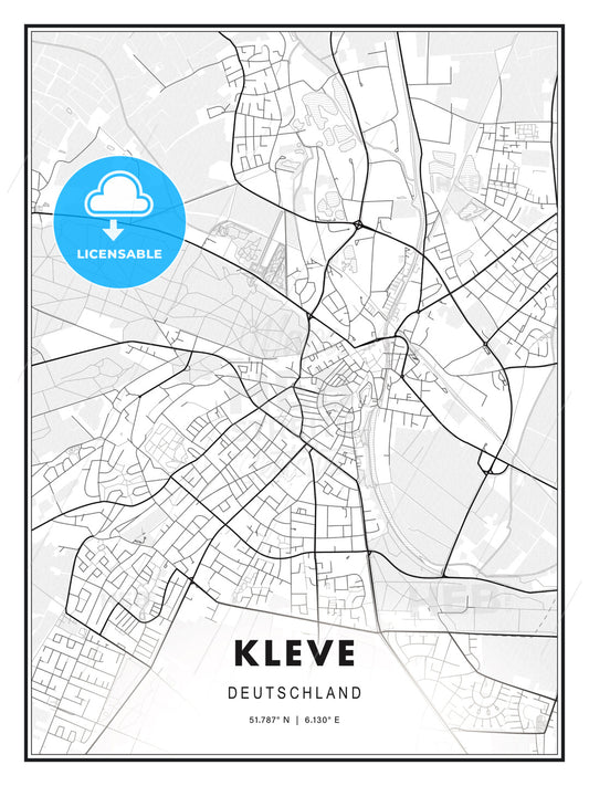 Kleve, Germany, Modern Print Template in Various Formats - HEBSTREITS Sketches