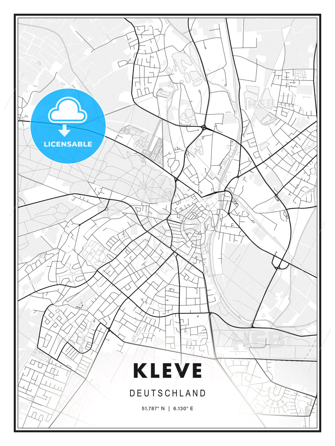 Kleve, Germany, Modern Print Template in Various Formats - HEBSTREITS Sketches