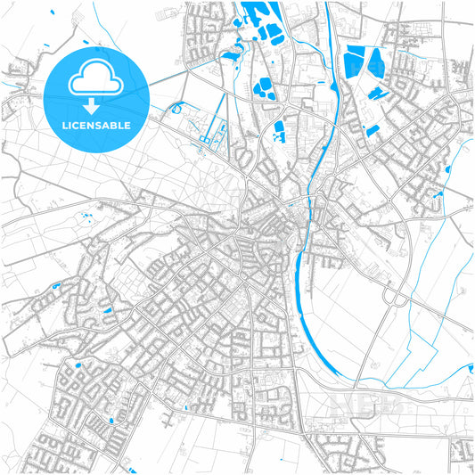 Kleve, North Rhine-Westphalia, Germany, city map with high quality roads.