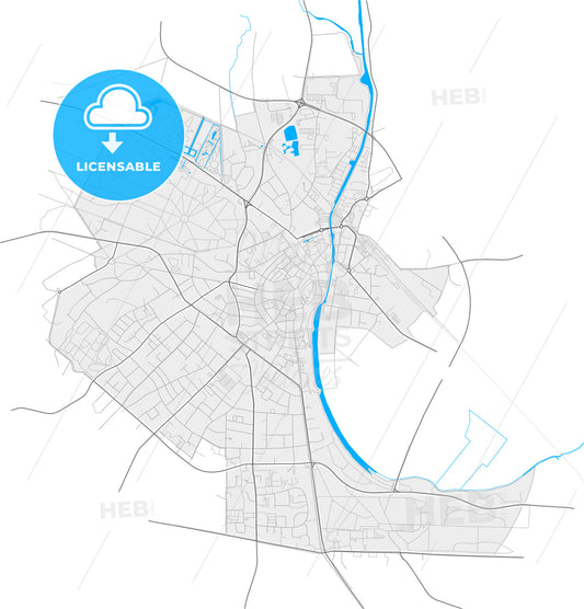 Kleve, North Rhine-Westphalia, Germany, high quality vector map