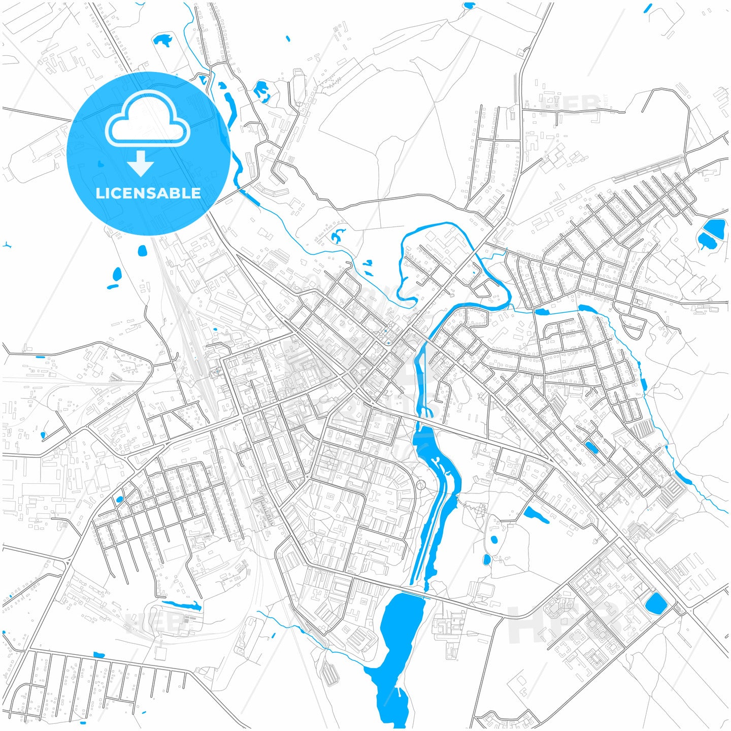 Klin, Moscow Oblast, Russia, city map with high quality roads.