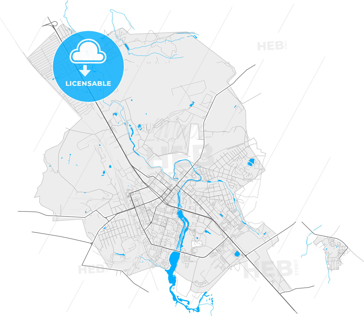 Klin, Moscow Oblast, Russia, high quality vector map