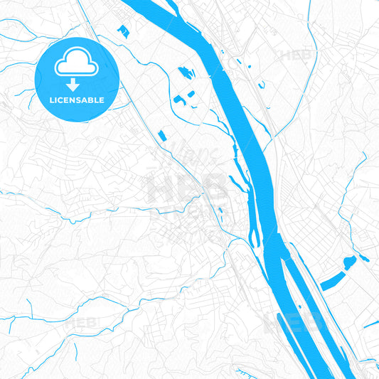 Klosterneuburg, Austria PDF vector map with water in focus
