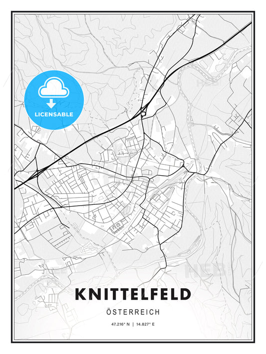 Knittelfeld, Austria, Modern Print Template in Various Formats - HEBSTREITS Sketches