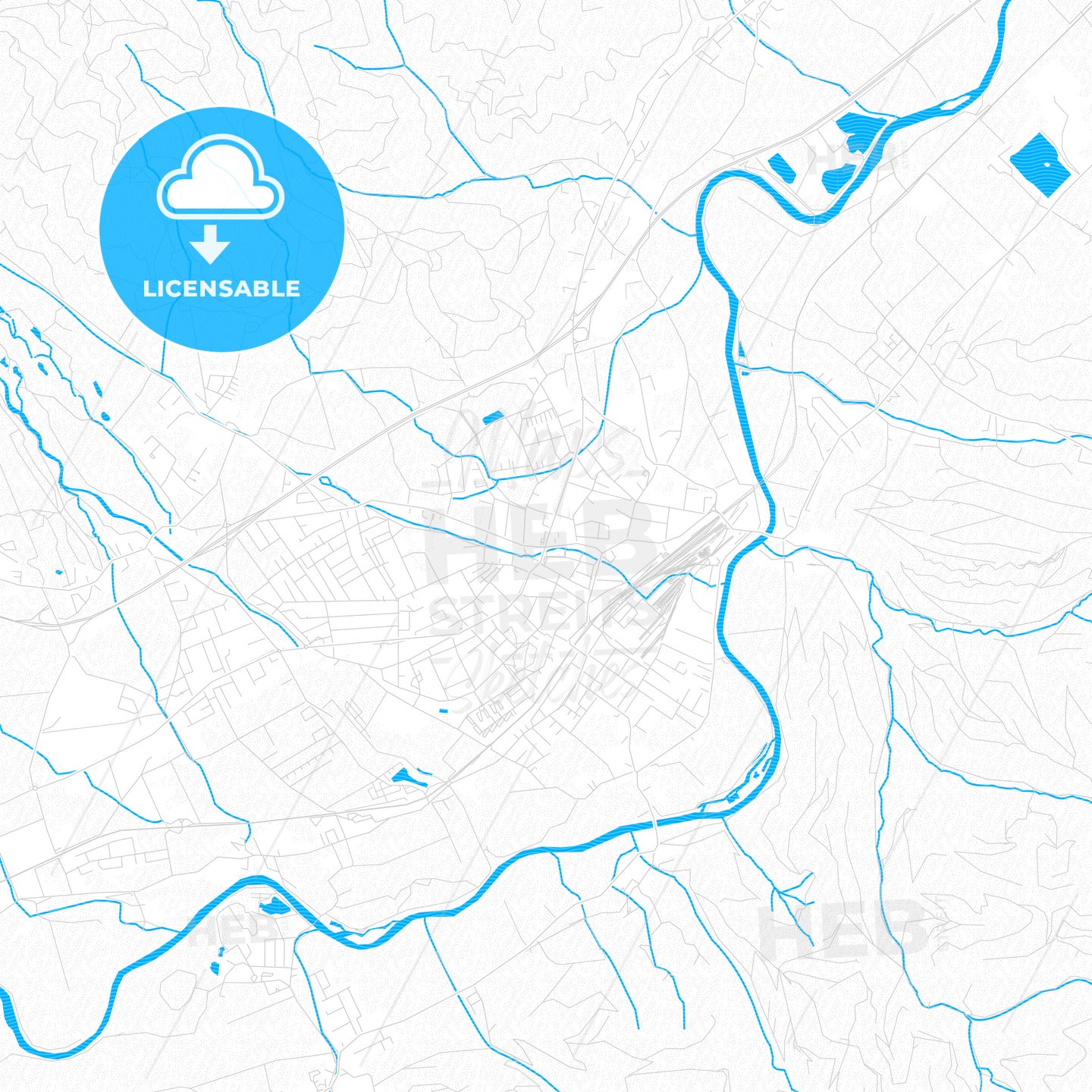 Knittelfeld, Austria PDF vector map with water in focus