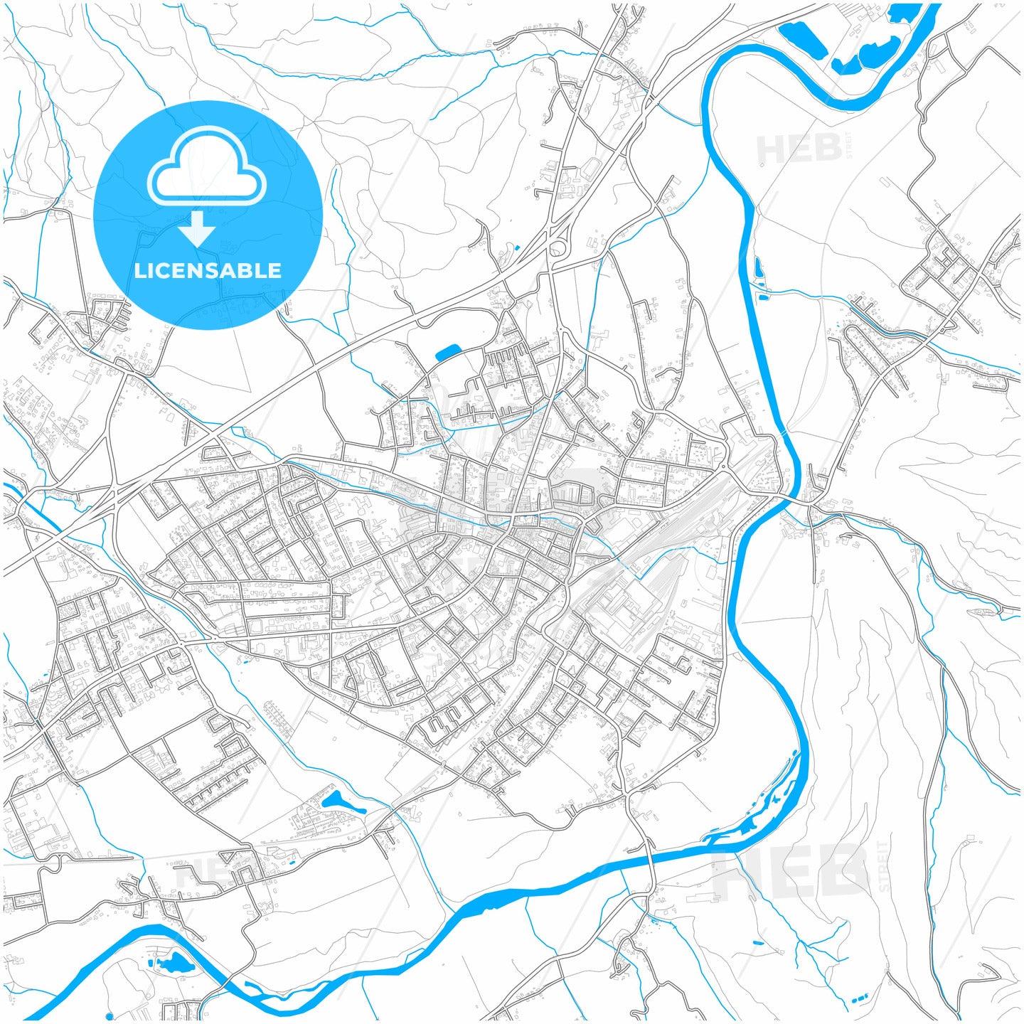 Knittelfeld, Styria, Austria, city map with high quality roads.