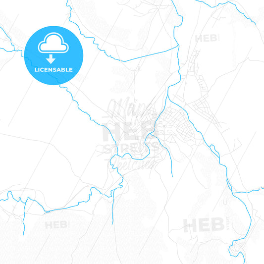 Knjaževac, Serbia PDF vector map with water in focus