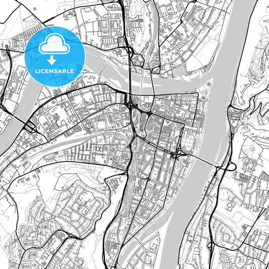 Koblenz, Germany, vector map with buildings