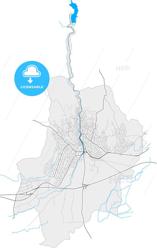 Kočani, North Macedonia, high quality vector map