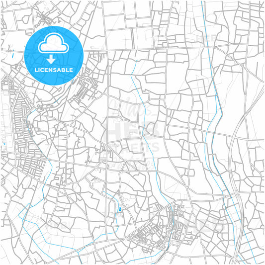 Koga, Ibaraki, Japan, city map with high quality roads.