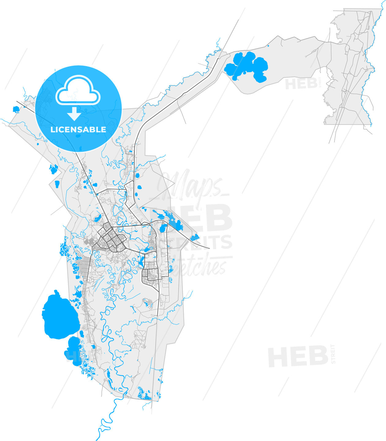 Kogalym, Khanty-Mansi Autonomous Okrug-Yugra, Russia, high quality vector map