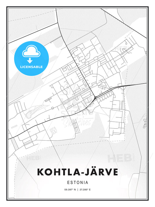 Kohtla-Järve, Estonia, Modern Print Template in Various Formats - HEBSTREITS Sketches