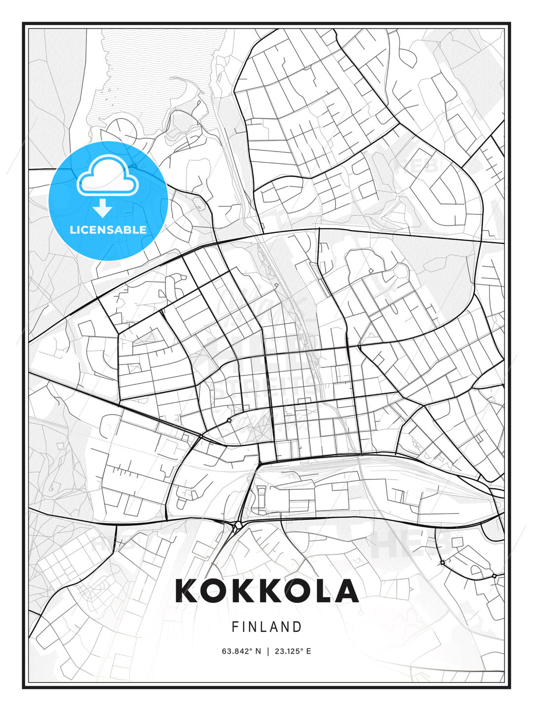 Kokkola, Finland, Modern Print Template in Various Formats - HEBSTREITS Sketches