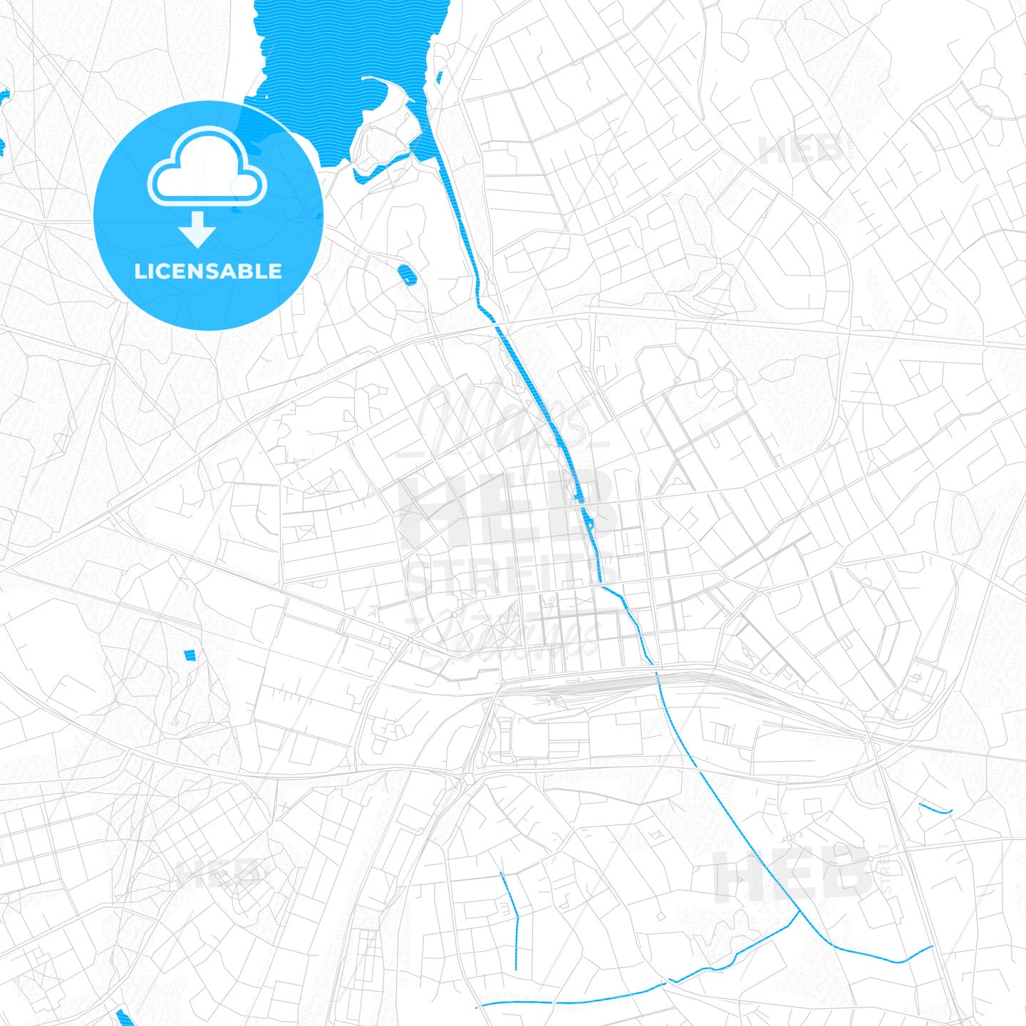Kokkola, Finland PDF vector map with water in focus