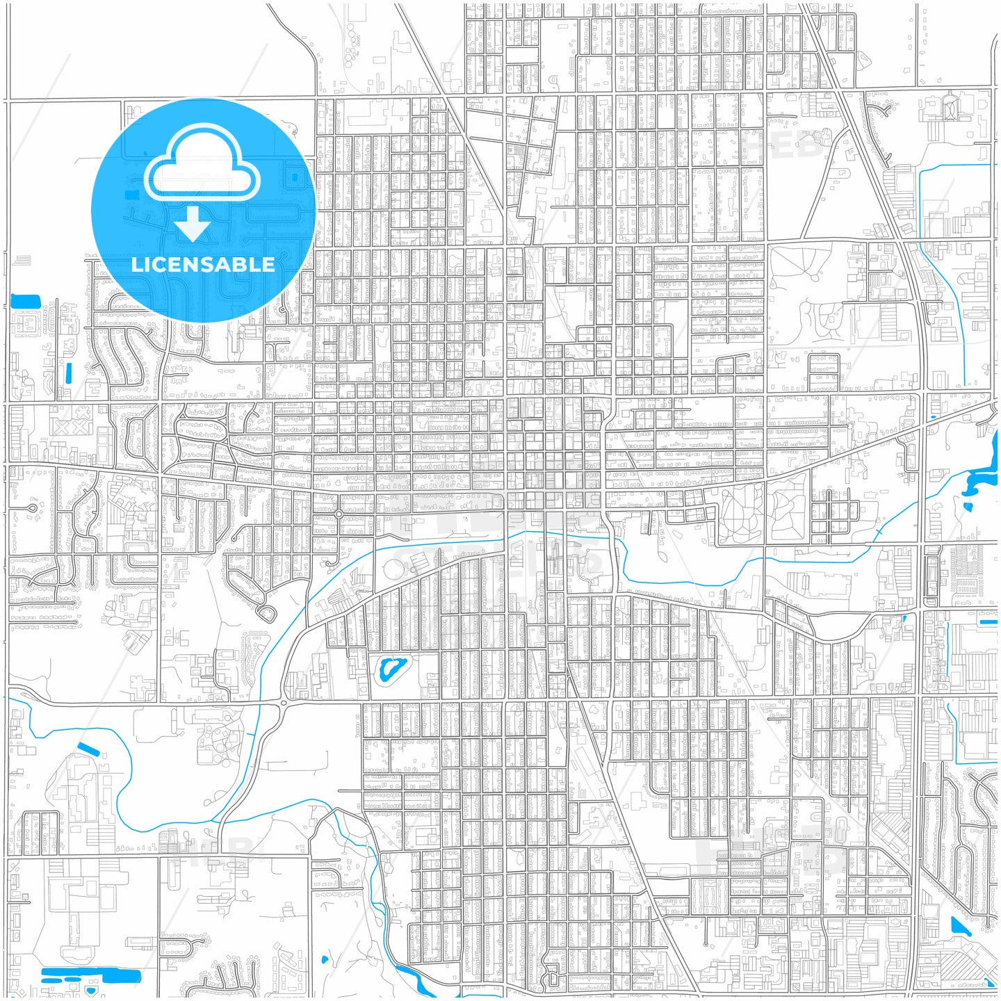 Kokomo, Indiana, United States, city map with high quality roads.