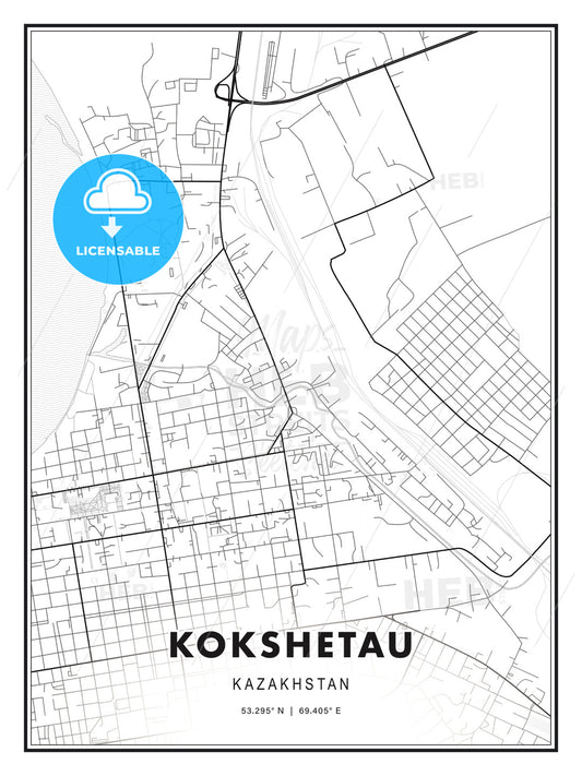 Kokshetau, Kazakhstan, Modern Print Template in Various Formats - HEBSTREITS Sketches