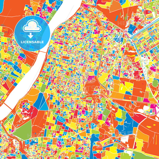 Kolkata, India, colorful vector map