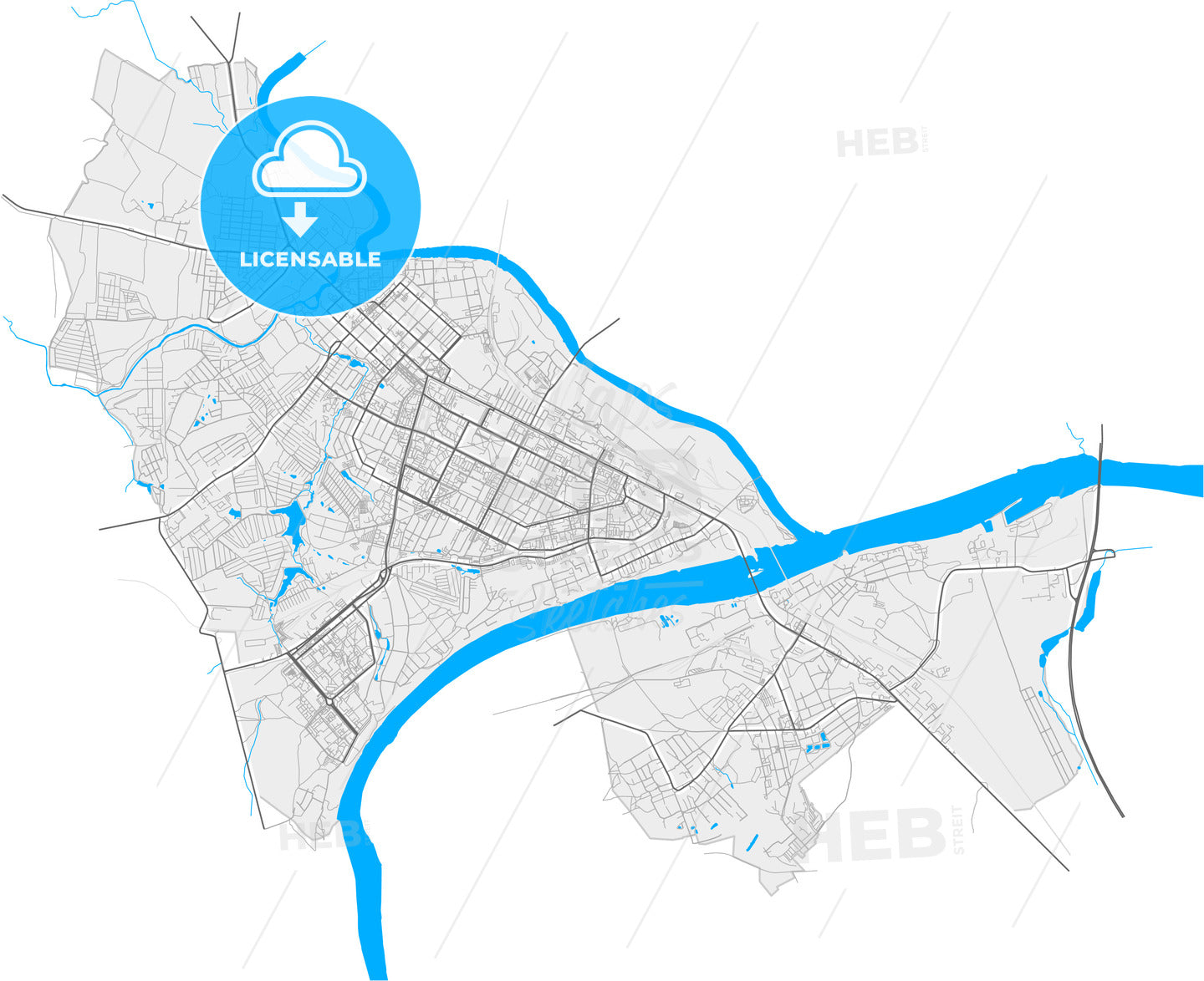 Kolomna, Moscow Oblast, Russia, high quality vector map