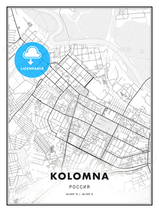 Kolomna, Russia, Modern Print Template in Various Formats - HEBSTREITS Sketches