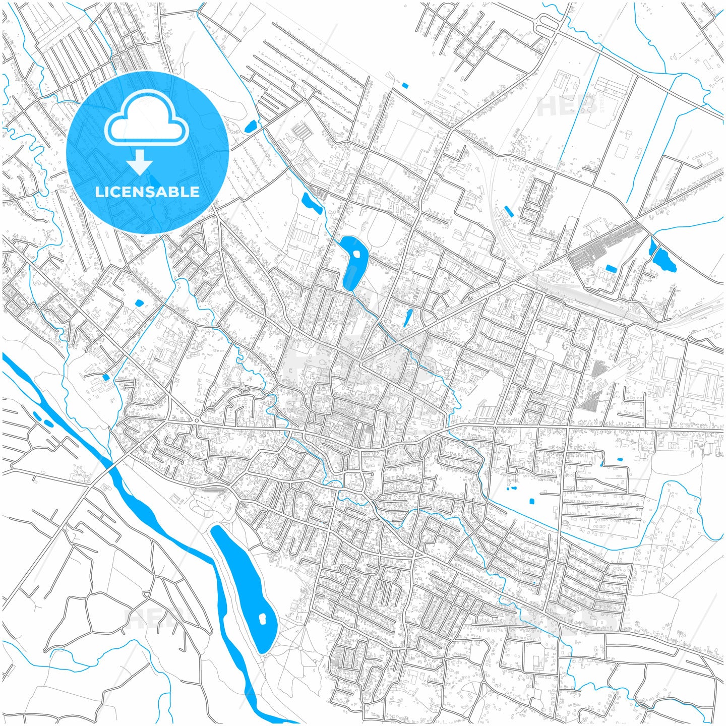 Kolomyia, Ivano-Frankivsk Oblast, Ukraine, city map with high quality roads.