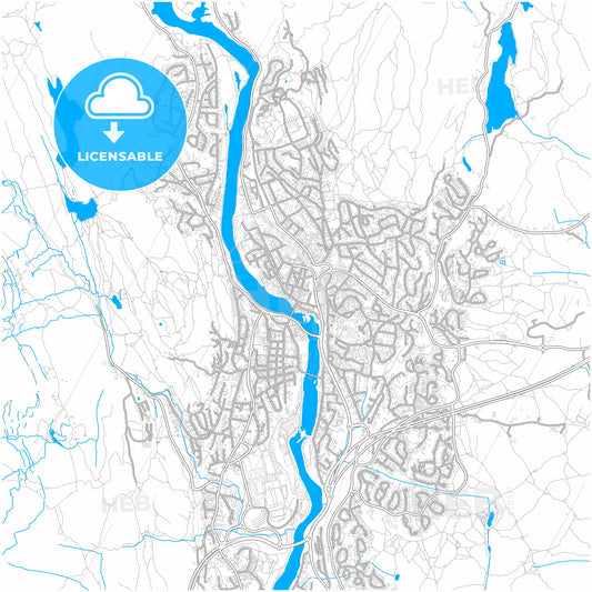 Kongsberg, Buskerud, Norway, city map with high quality roads.