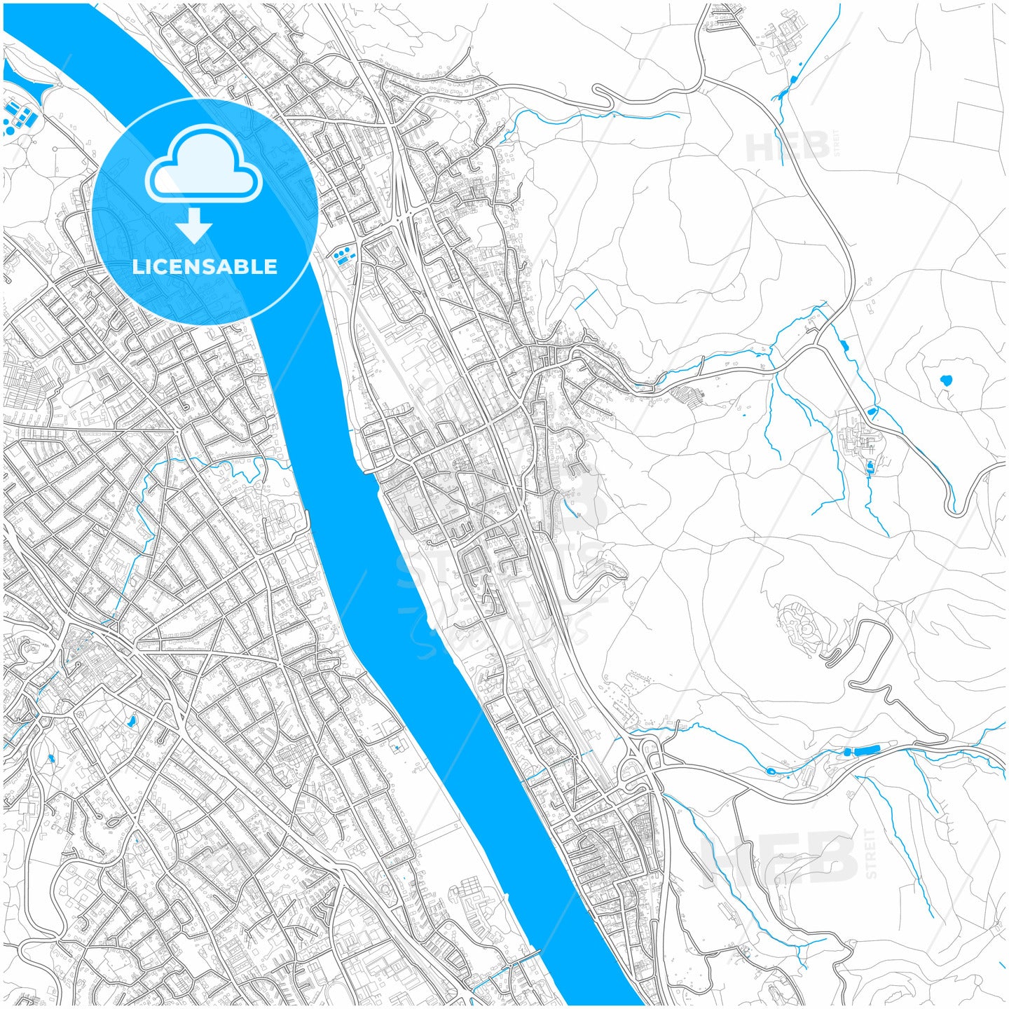 Konigswinter, North Rhine-Westphalia, Germany, city map with high quality roads.