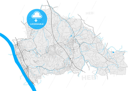 Konigswinter, North Rhine-Westphalia, Germany, high quality vector map