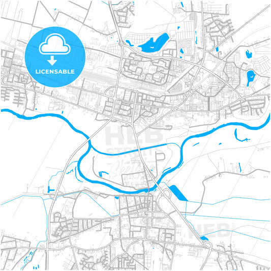 Konin, Greater Poland, Poland, city map with high quality roads.