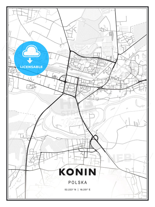 Konin, Poland, Modern Print Template in Various Formats - HEBSTREITS Sketches