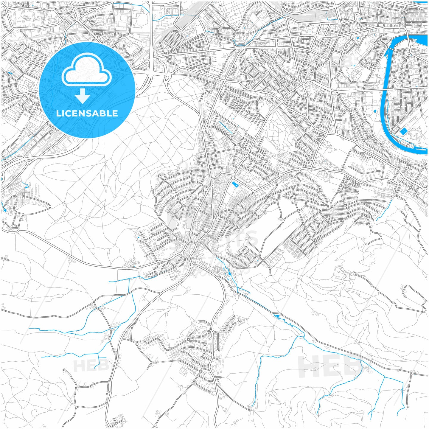 Köniz, Switzerland, city map with high quality roads.