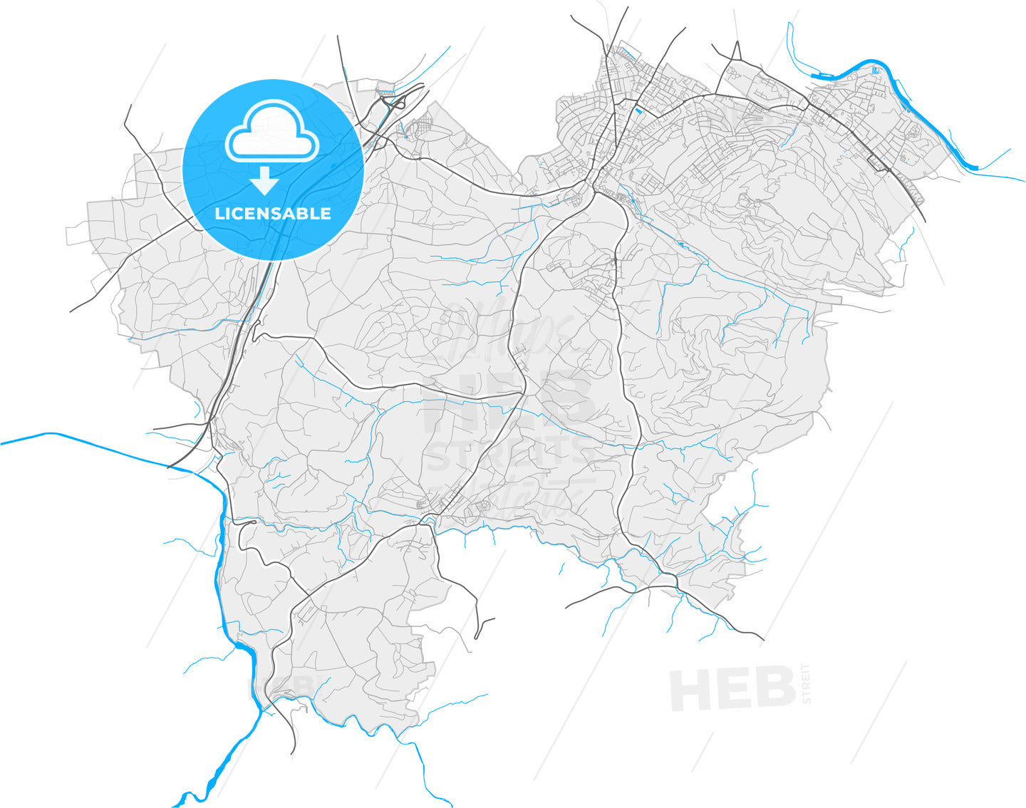 Köniz, Switzerland, high quality vector map