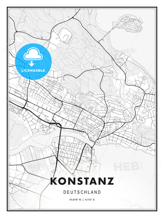 Konstanz, Germany, Modern Print Template in Various Formats - HEBSTREITS Sketches