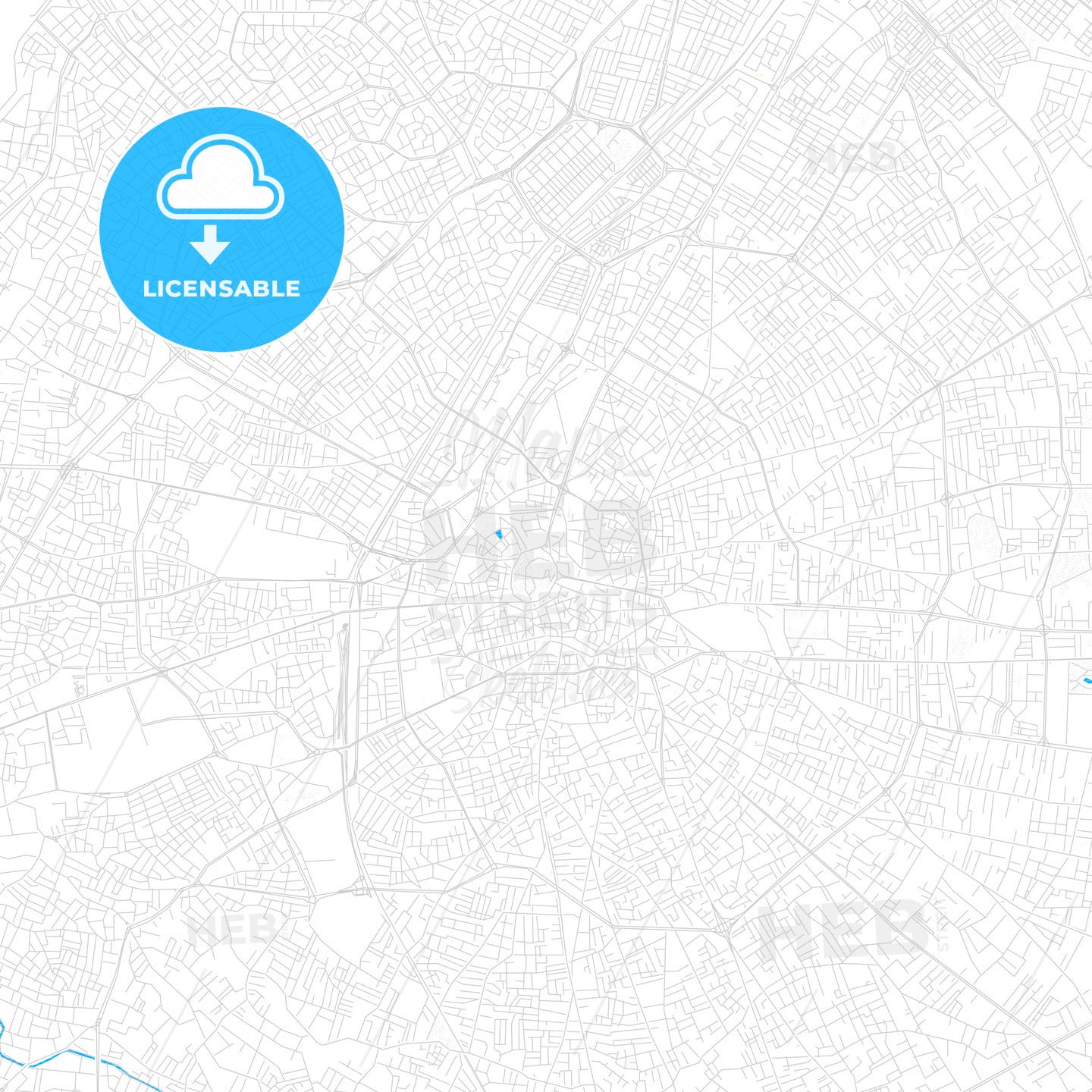 Konya, Turkey PDF vector map with water in focus