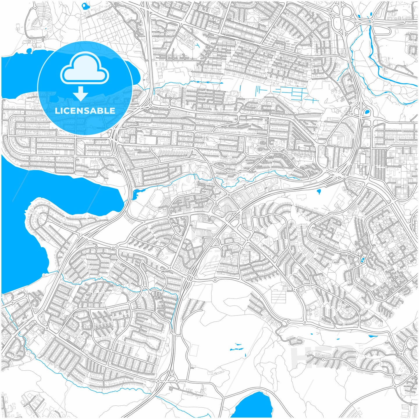 Kópavogur, Kópavogur, Iceland, city map with high quality roads.