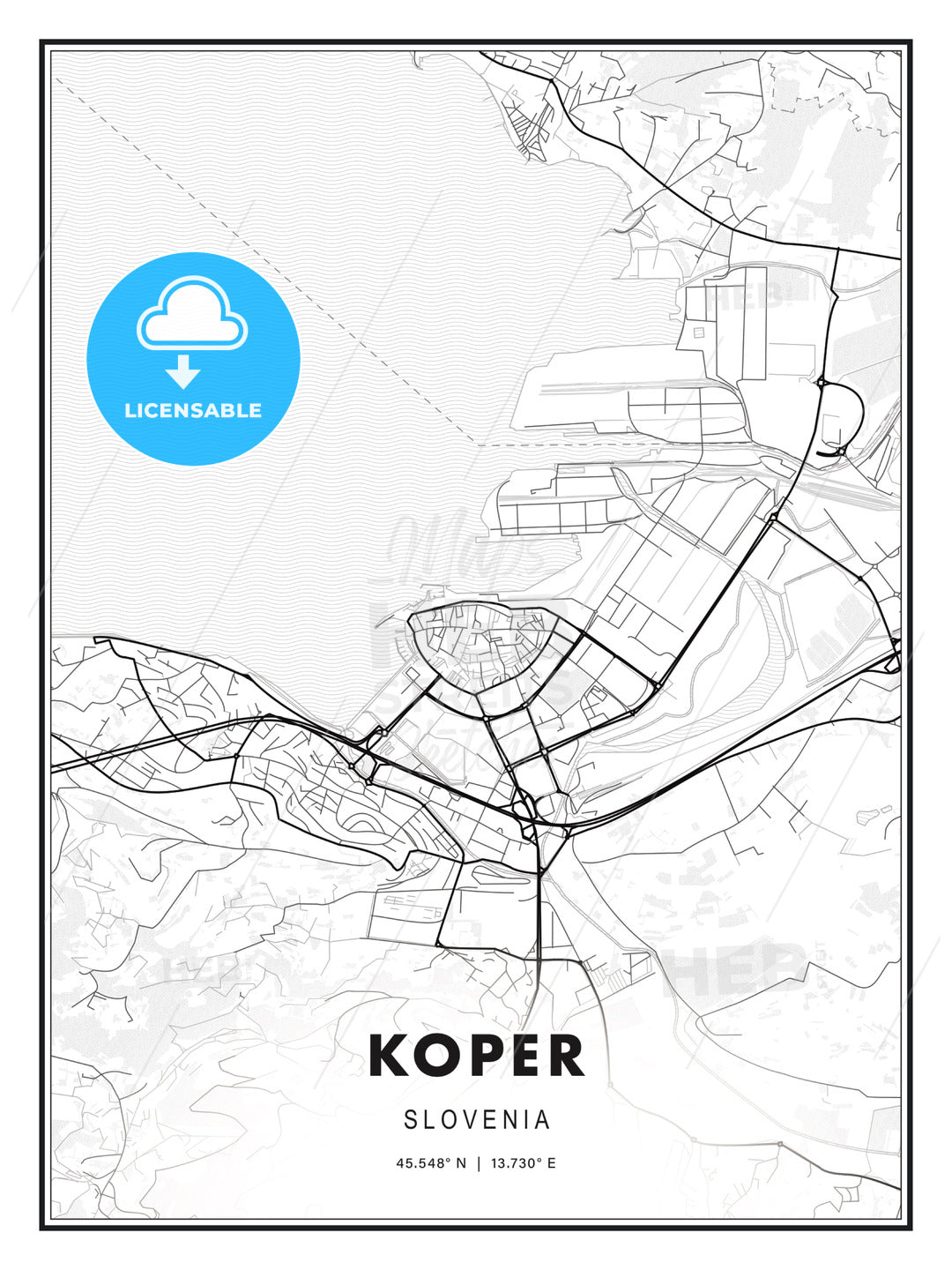 Koper, Slovenia, Modern Print Template in Various Formats - HEBSTREITS Sketches