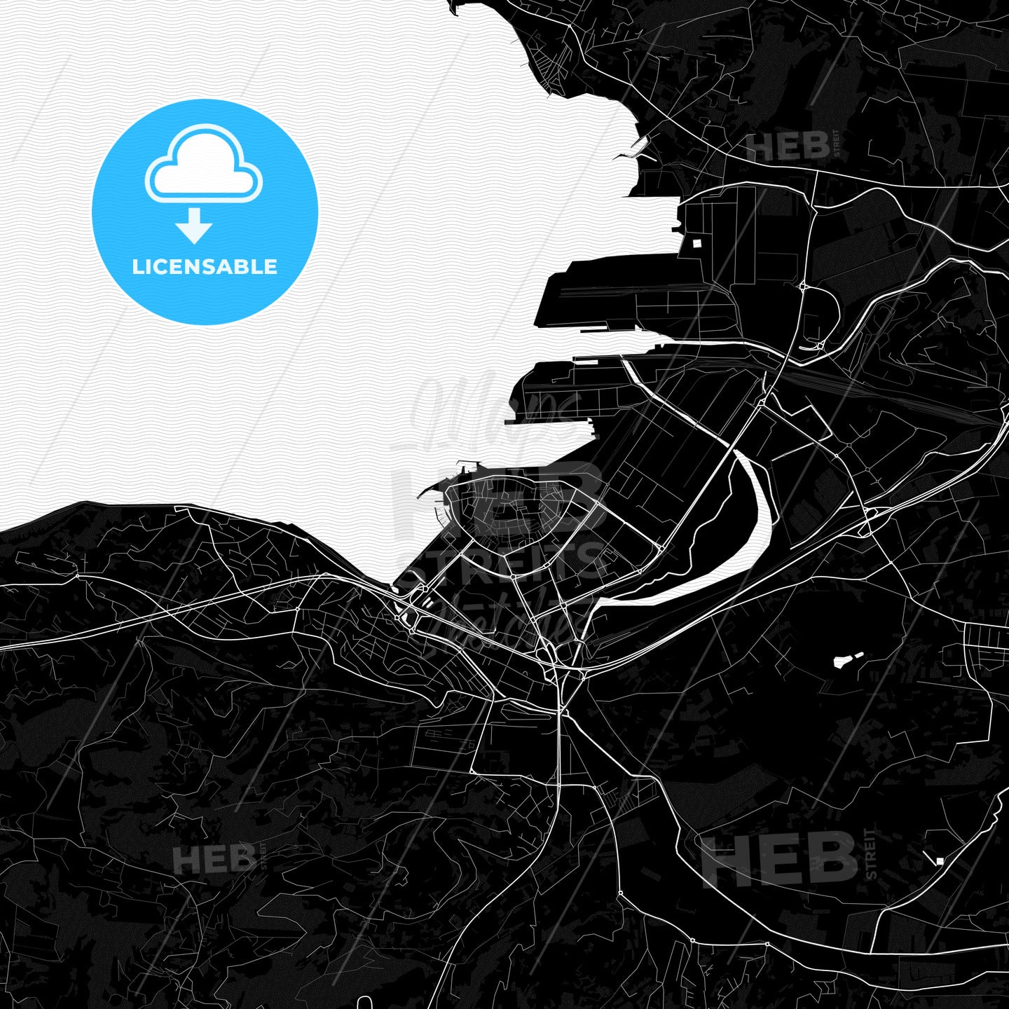 Map Around Koper Koper, Slovenia Pdf Vector Map Black And White – HEBSTREITS