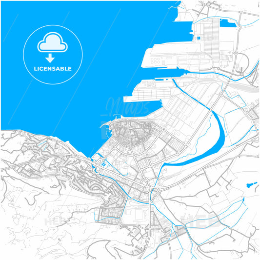 Koper, Slovenia, city map with high quality roads.