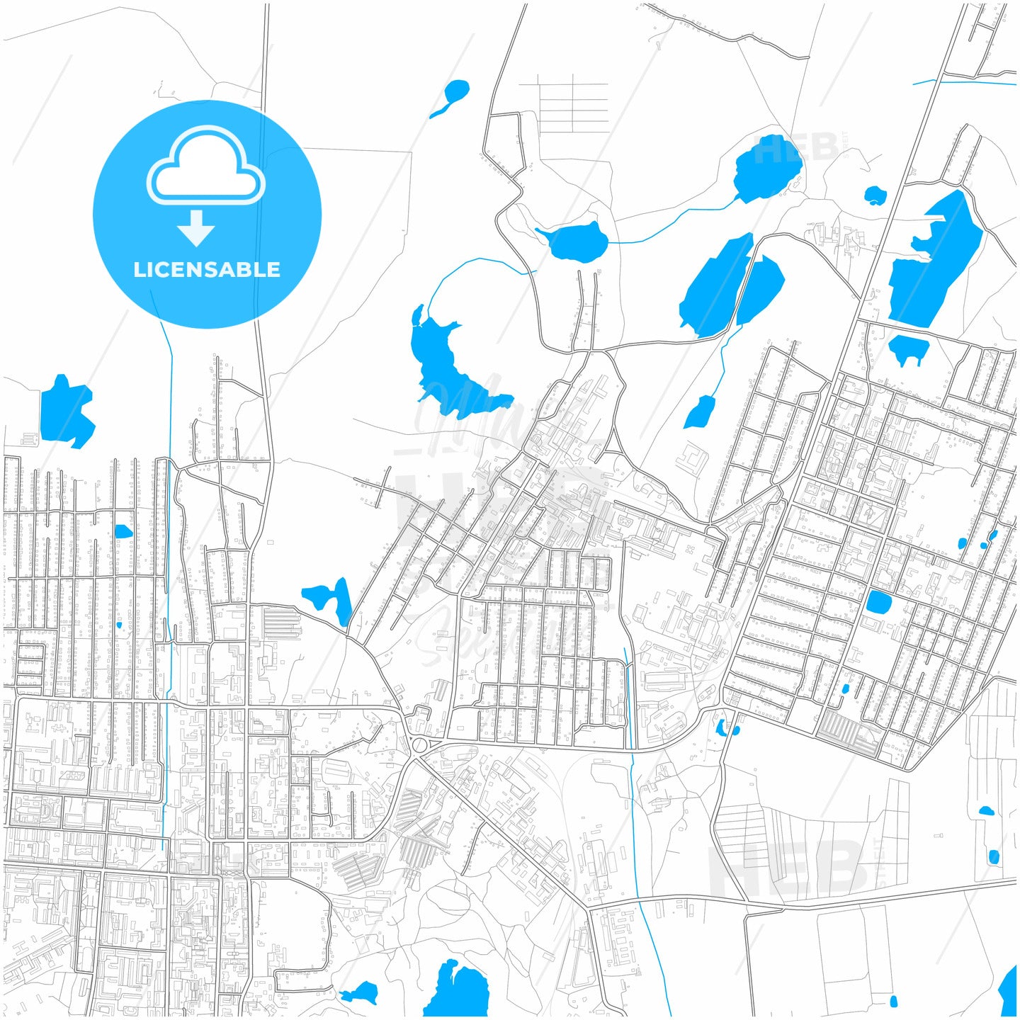 Kopeysk, Chelyabinsk Oblast, Russia, city map with high quality roads.