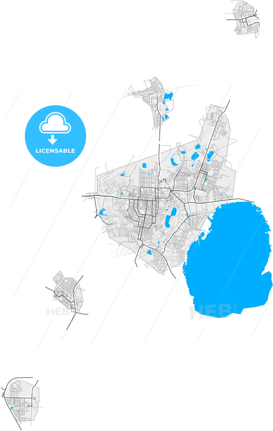 Kopeysk, Chelyabinsk Oblast, Russia, high quality vector map