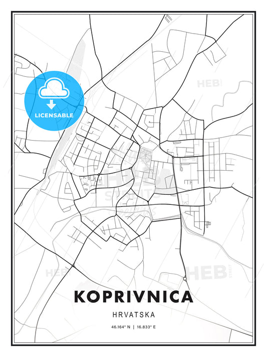 Koprivnica, Croatia, Modern Print Template in Various Formats - HEBSTREITS Sketches