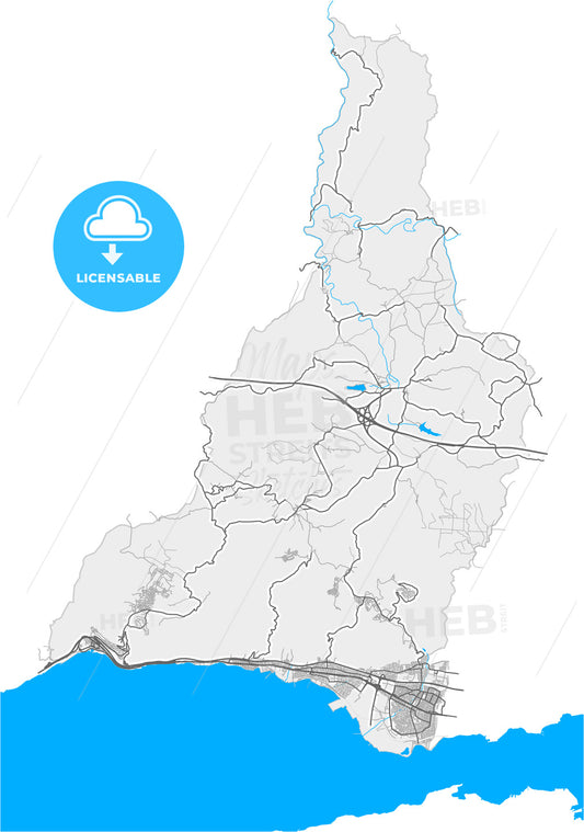 Körfez, Kocaeli, Turkey, high quality vector map