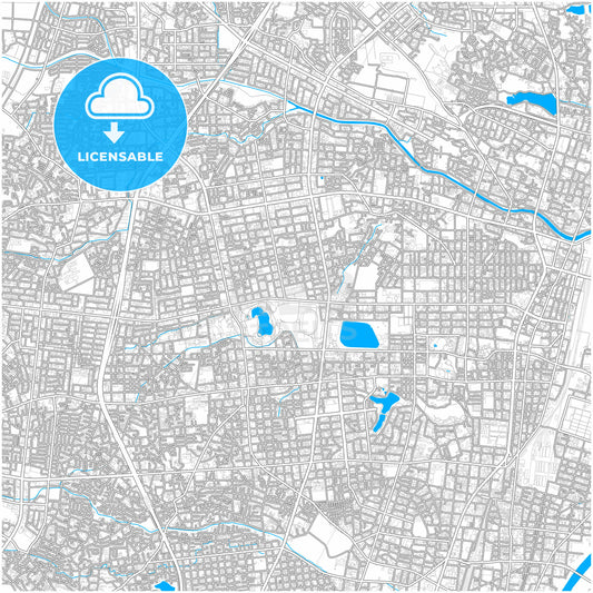 Kōriyama, Fukushima, Japan, city map with high quality roads.